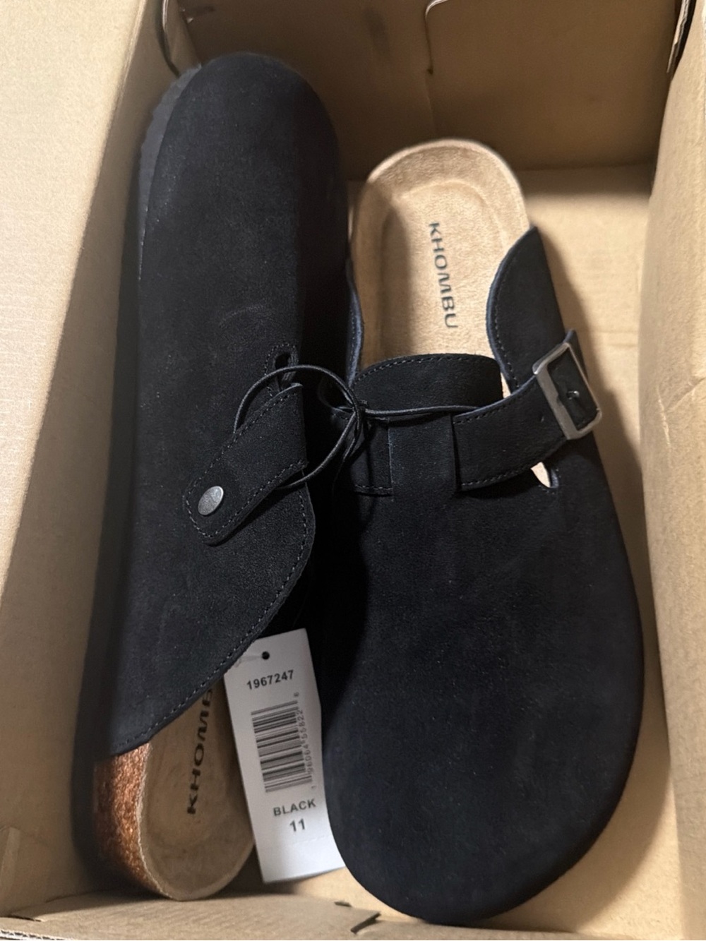 Khombu Damian Mules Men’s Black Suede Slip-On Round Toe Buckle Casual Sz 11 - Picture 3 of 6